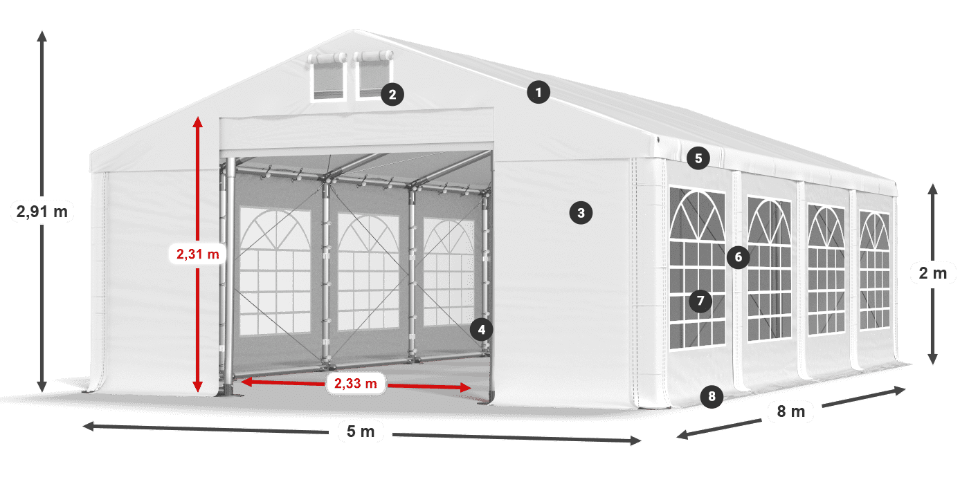 Streha: FR 620 PVC Stene: SD 500 PVC 2 m legenda