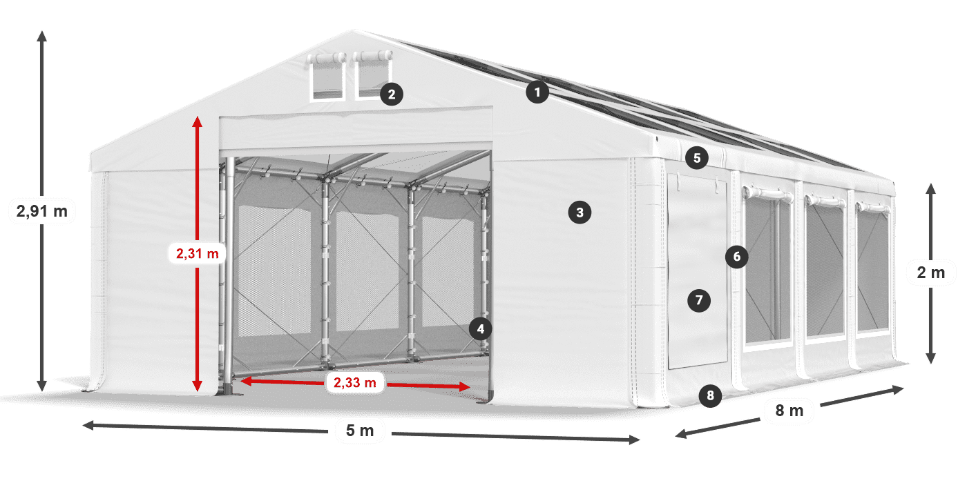 Streha: MS T 580 PVC Stene: SDM 500 PVC 2 m legenda