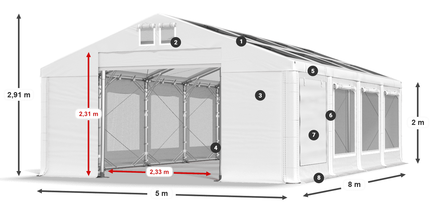 Streha: MS T 580 PVC Stene: SDM 500 PVC 2 m legenda