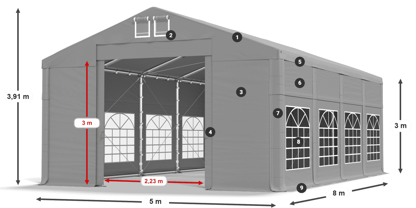 Streha: FR 620 PVC Stene: SD 500 PVC 3 m legenda