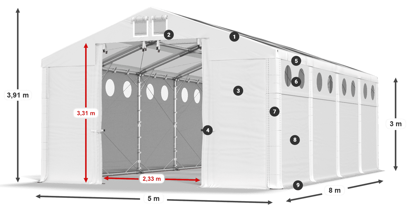 Streha: MS T 580 PVC Stene: SD O 500 PVC 3 m legenda