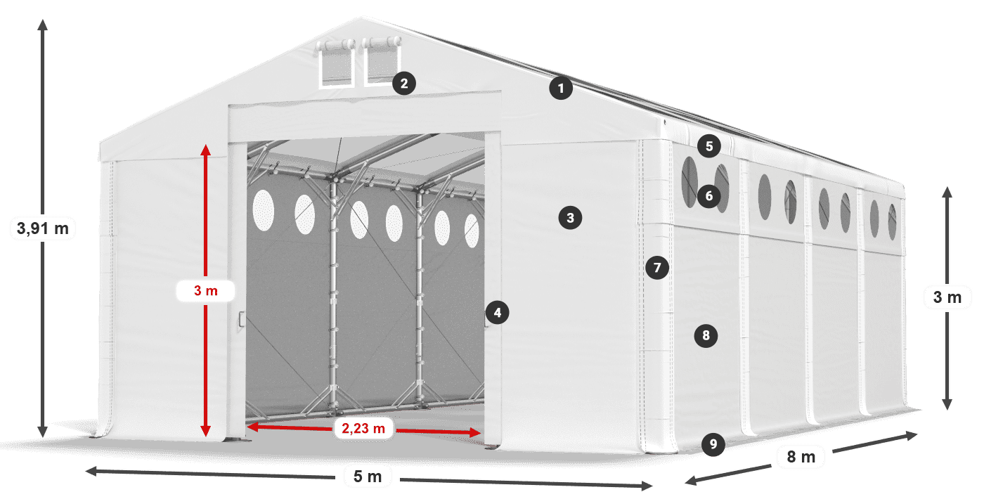 Streha: MS T 580 PVC Stene: SD O 500 PVC 3 m legenda