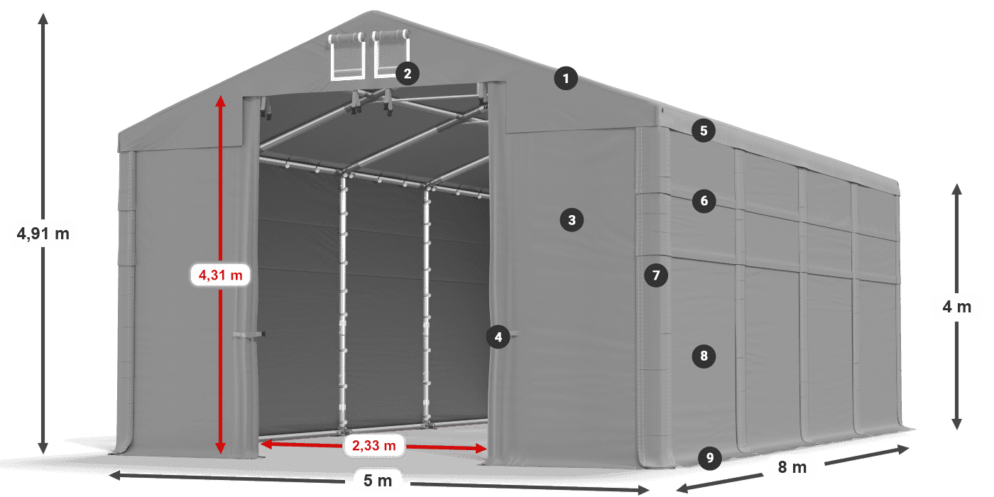 Streha: FR 620 PVC Stene: SD 500 PVC 4 m legenda