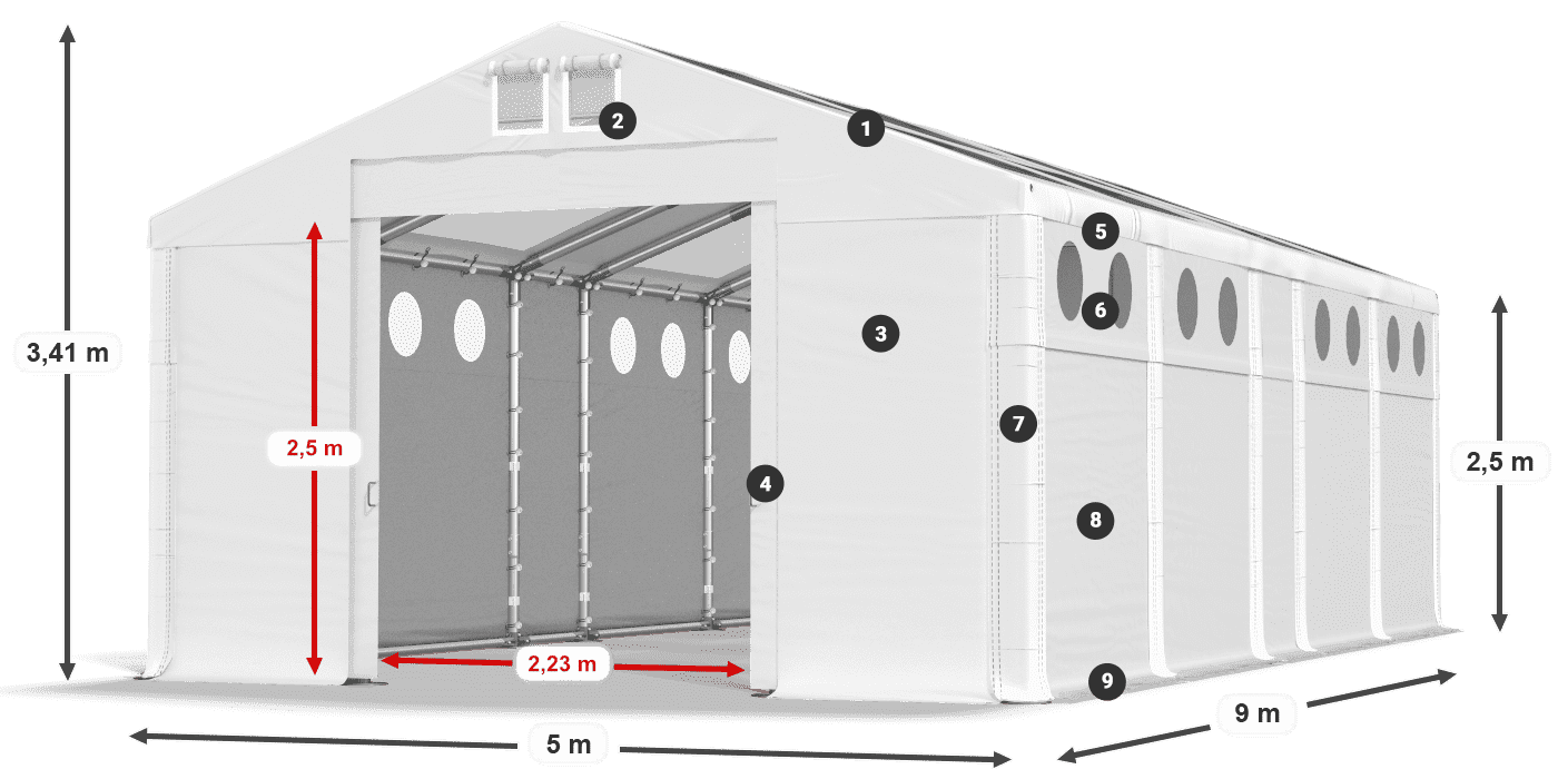 Streha: MS T 580 PVC Stene: SD O 500 PVC 2,5 m legenda