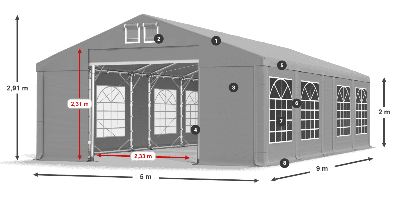 Streha: FR 620 PVC Stene: SD 500 PVC 2 m legenda