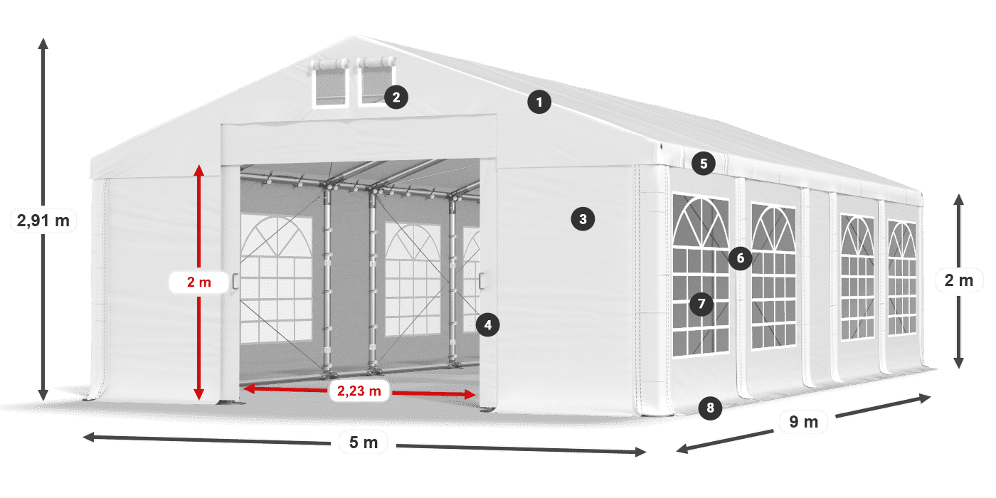 Streha: FR 620 PVC Stene: SD 500 PVC 2 m legenda