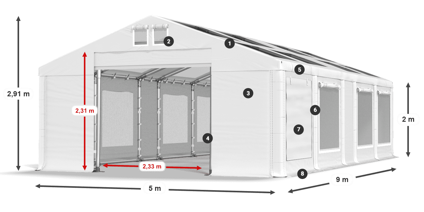 Streha: MS T 580 PVC Stene: SDM 500 PVC 2 m legenda