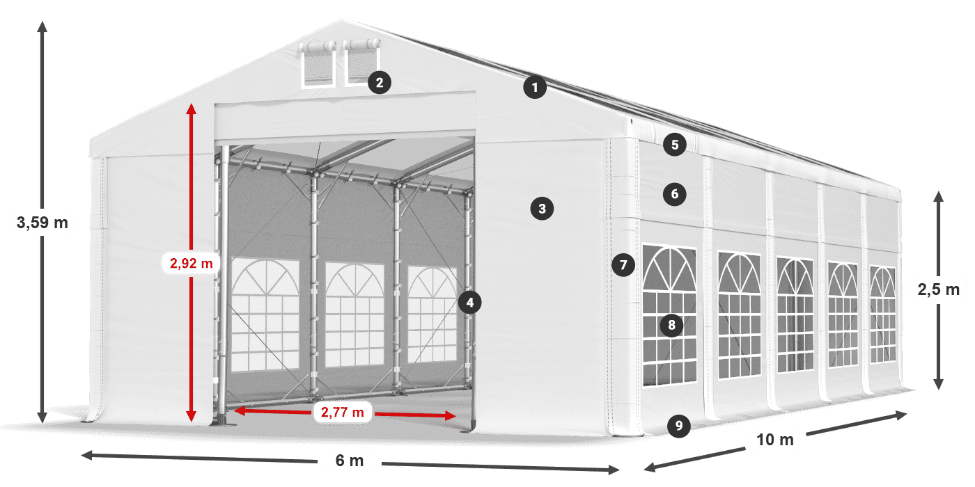 Streha: MS T 580 PVC Stene: FR 620 PVC 2,5 m legenda