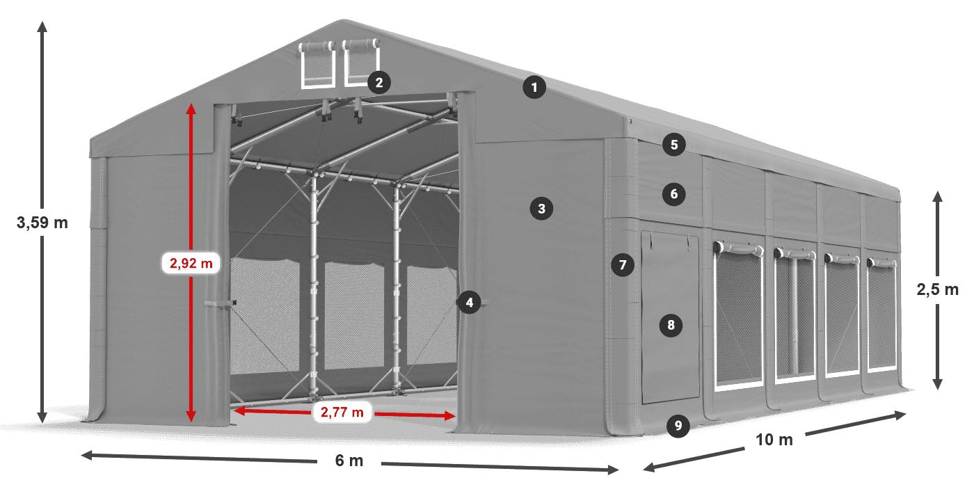 Streha: MS 580 PVC Stene: SD M 500 PVC 2,5 m legenda