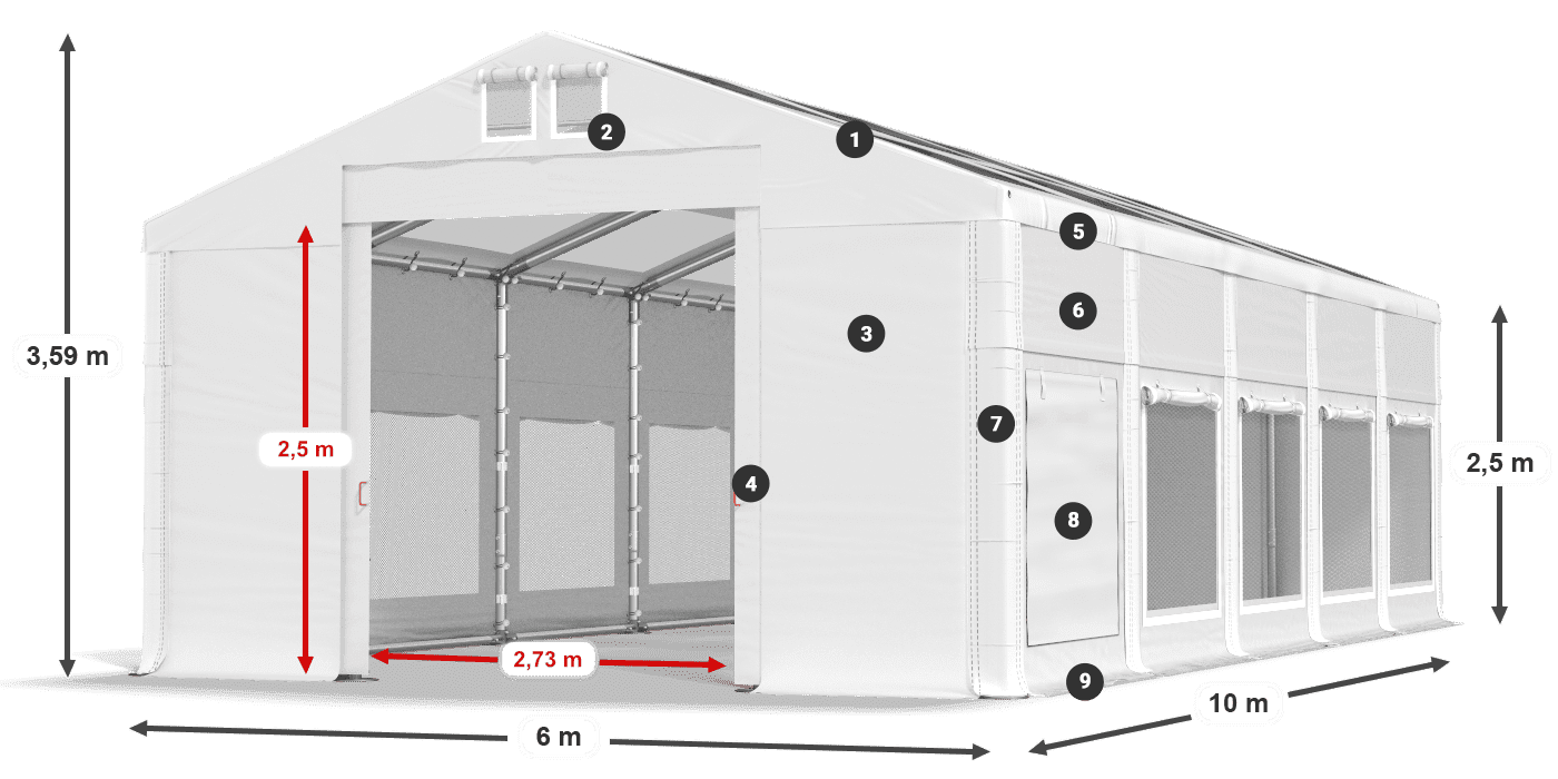 Streha: MS T 580 PVC Stene: SD M 500 PVC 2,5 m legenda