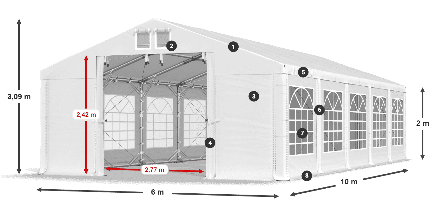 Streha: FR 620 PVC Stene: SD 500 PVC 2 m legenda