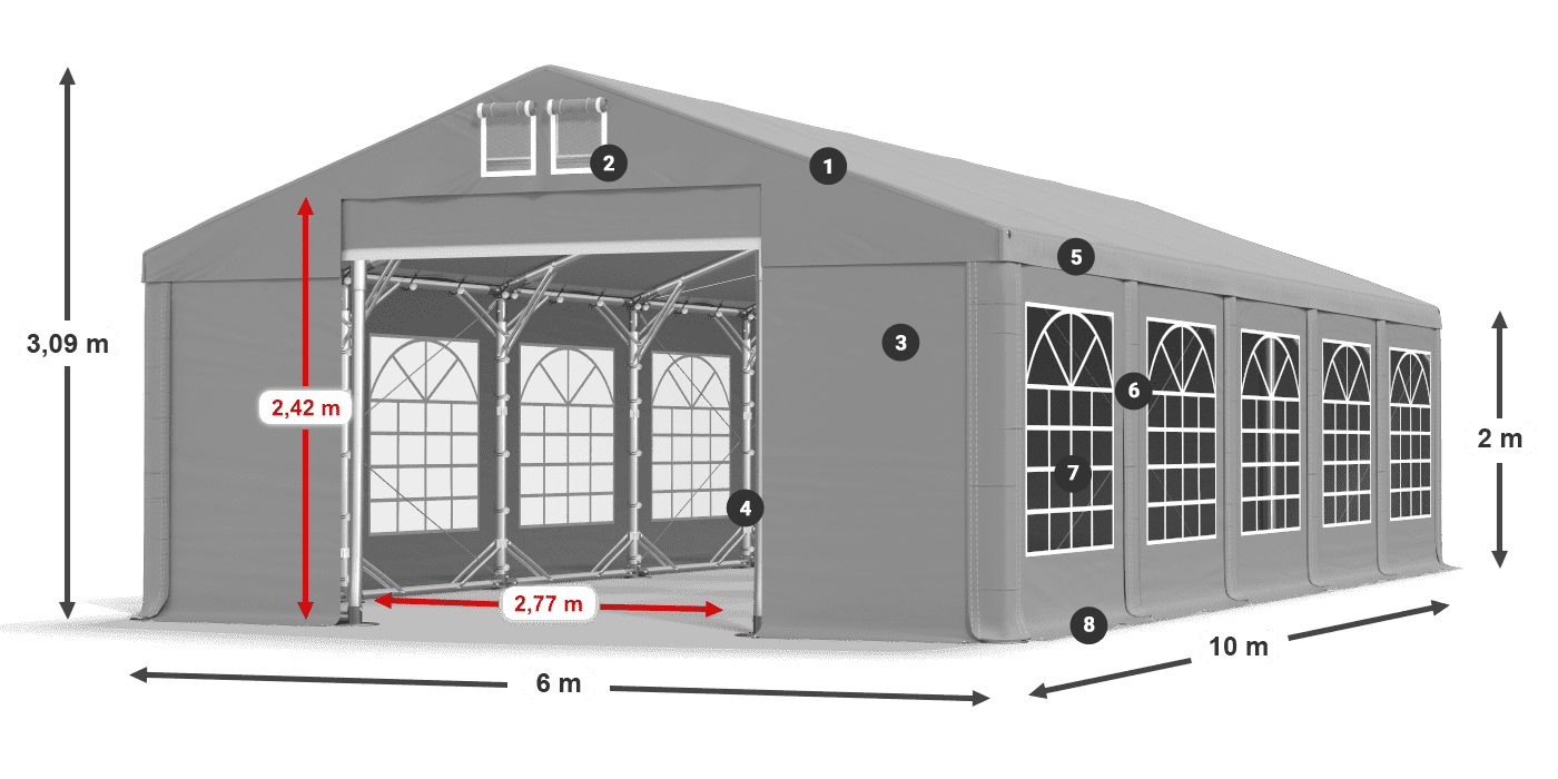 Streha: FR 620 PVC Stene: SD 500 PVC 2 m legenda