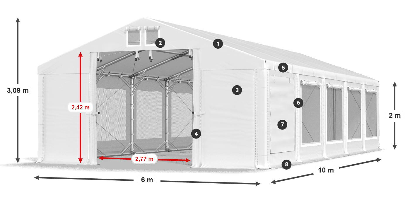 Streha: FR 620 PVC Stene: SD 500 PVC 2 m legenda