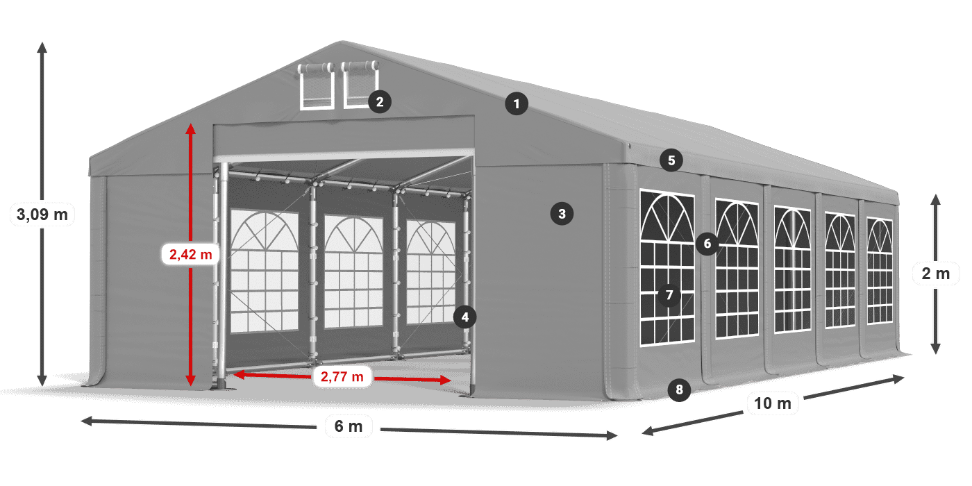 Streha: FR 620 PVC Stene: SD 500 PVC 2 m legenda