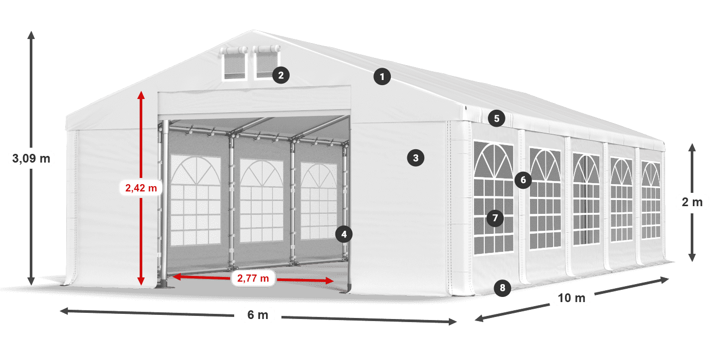 Streha: MS 580 PVC Stene: FR 620 PVC 2 m legenda