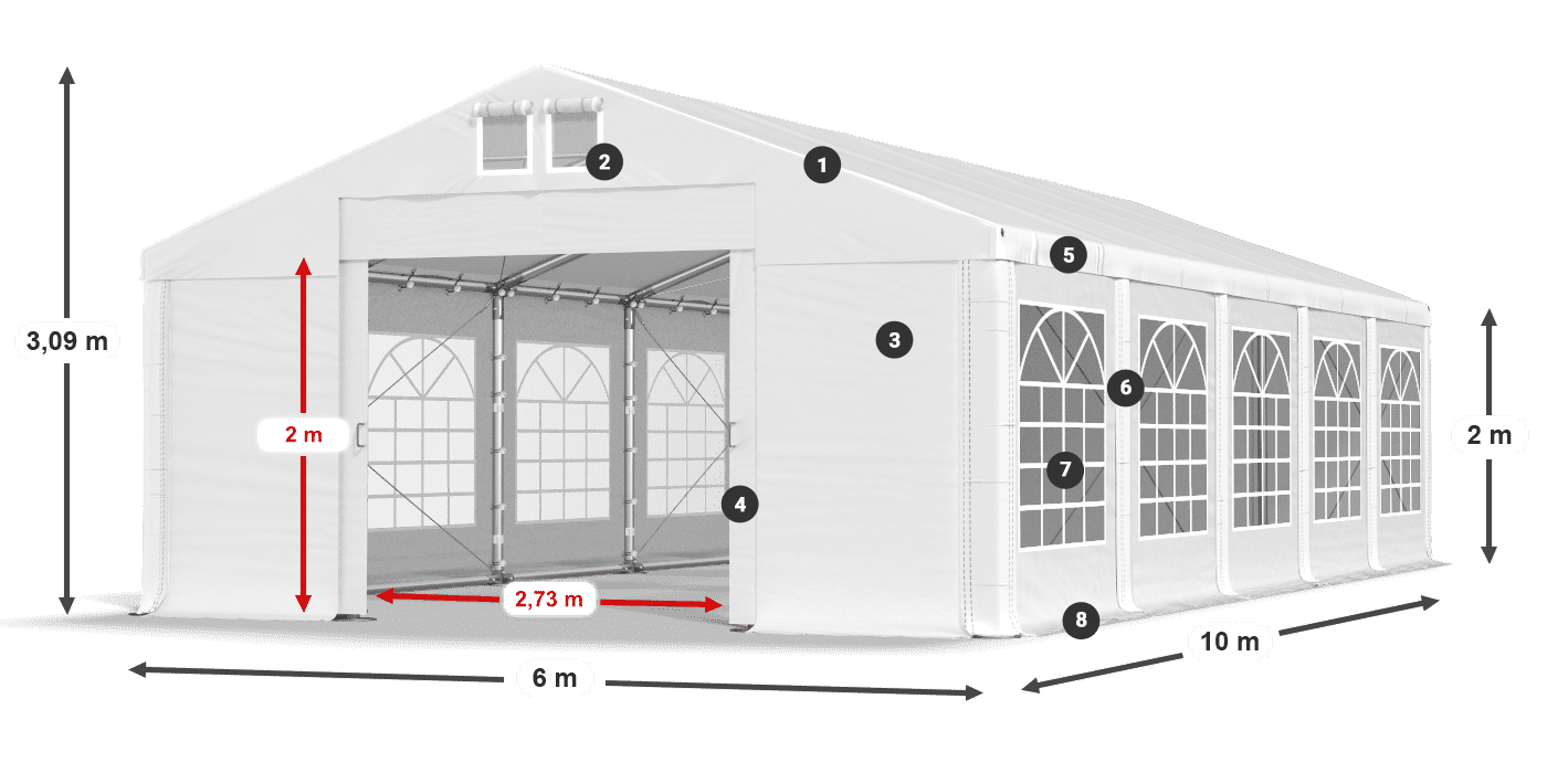 Streha: MS 580 PVC Stene: FR 620 PVC 2 m legenda