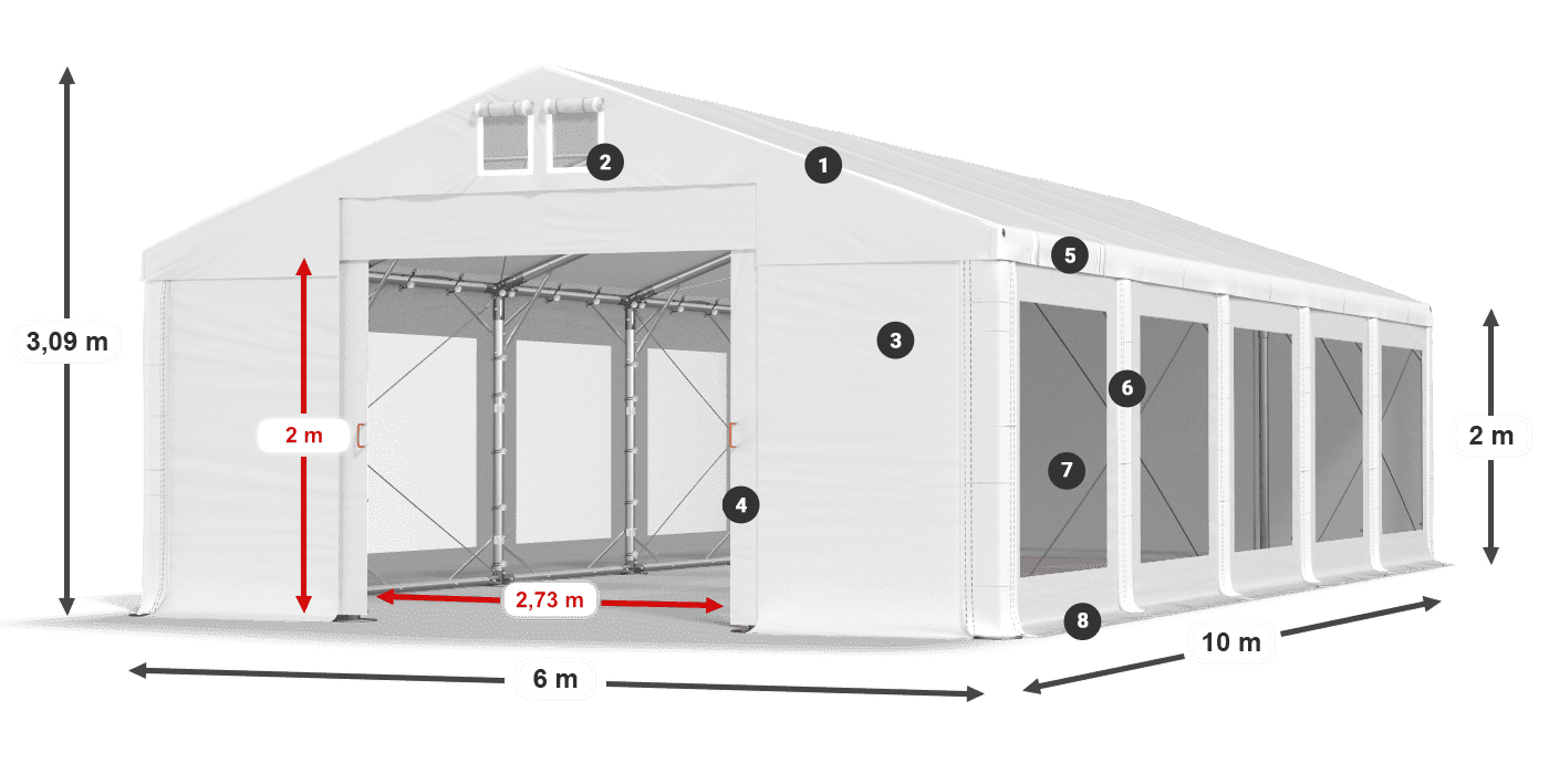 Streha: MS 580 PVC Stene: MS 580 PVC 2 m legenda