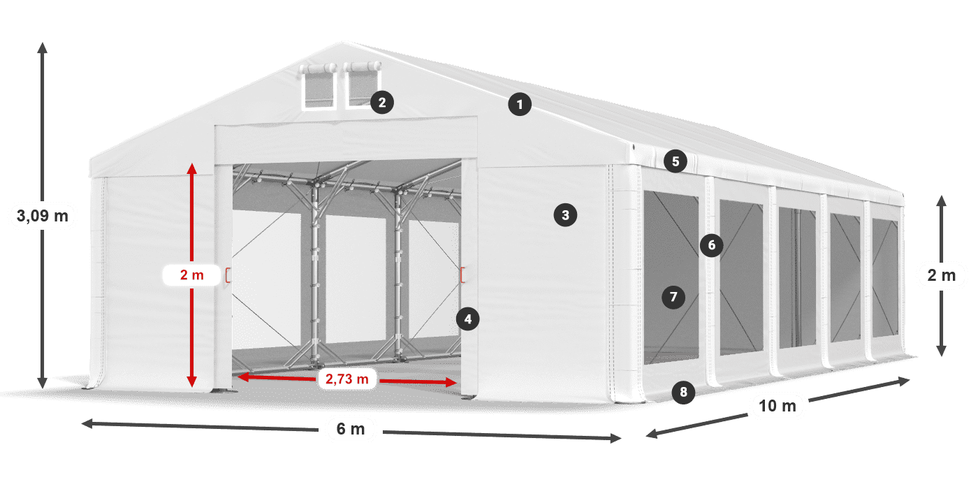 Streha: MS 580 PVC Stene: MS 580 PVC 2 m legenda