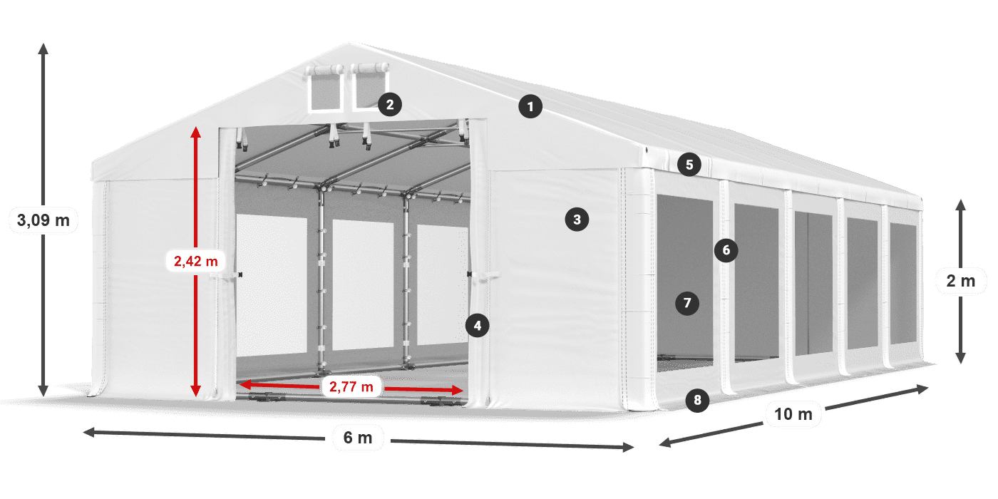 Streha: MS 580 PVC Stene: MS 580 PVC 2 m legenda