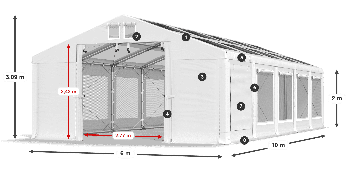 Streha: MS T 580 PVC Stene: SDM 500 PVC 2 m legenda