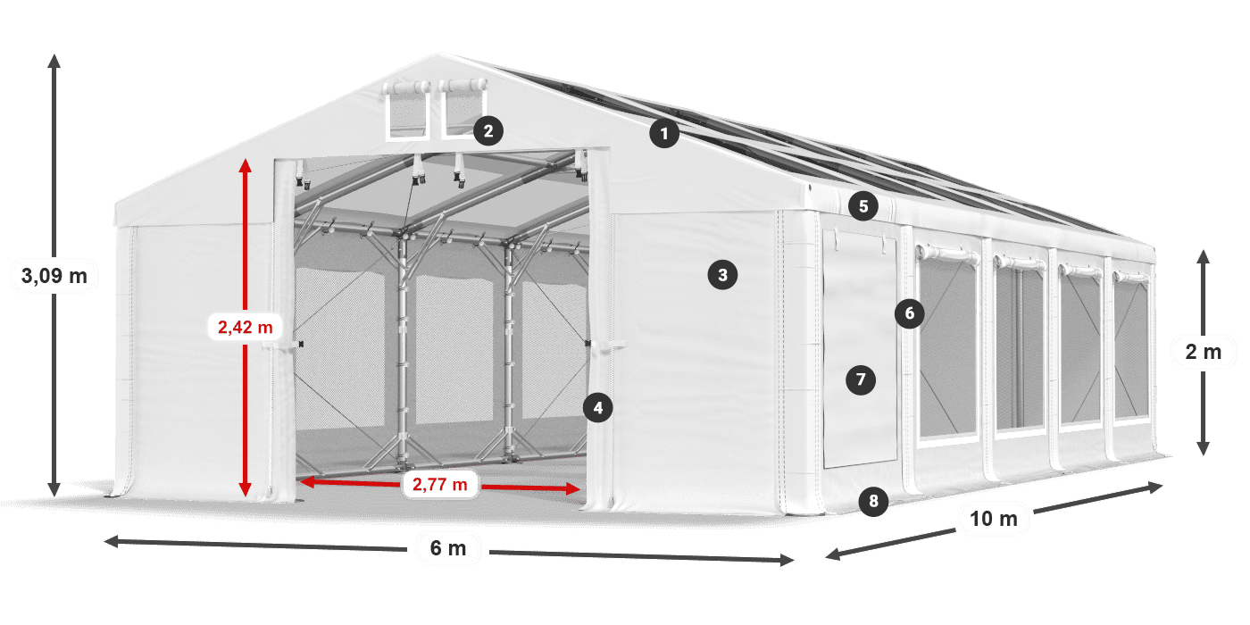 Streha: MS T 580 PVC Stene: SDM 500 PVC 2 m legenda