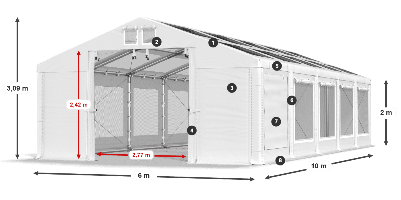 Streha: MS T 580 PVC Stene: SDM 500 PVC 2 m legenda