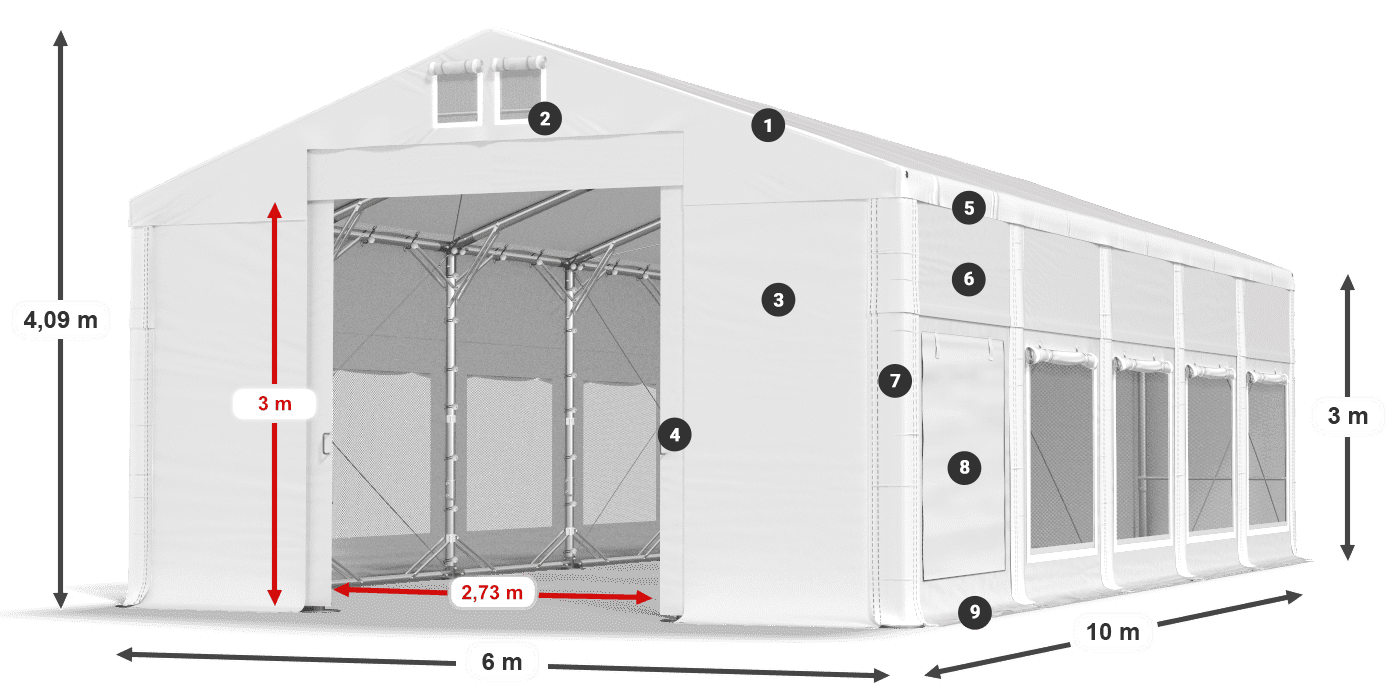 Streha: FR 620 PVC Stene: SD 500 PVC 3 m legenda