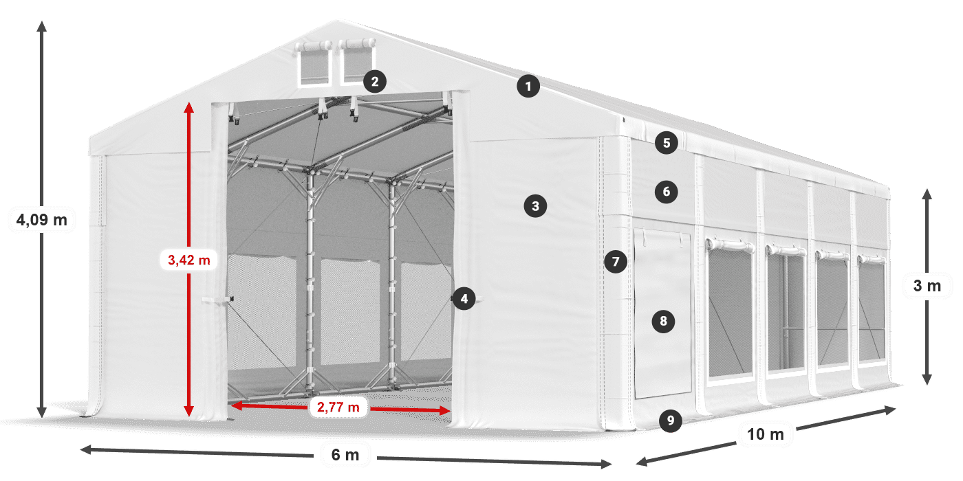 Streha: FR 620 PVC Stene: SD 500 PVC 3 m legenda