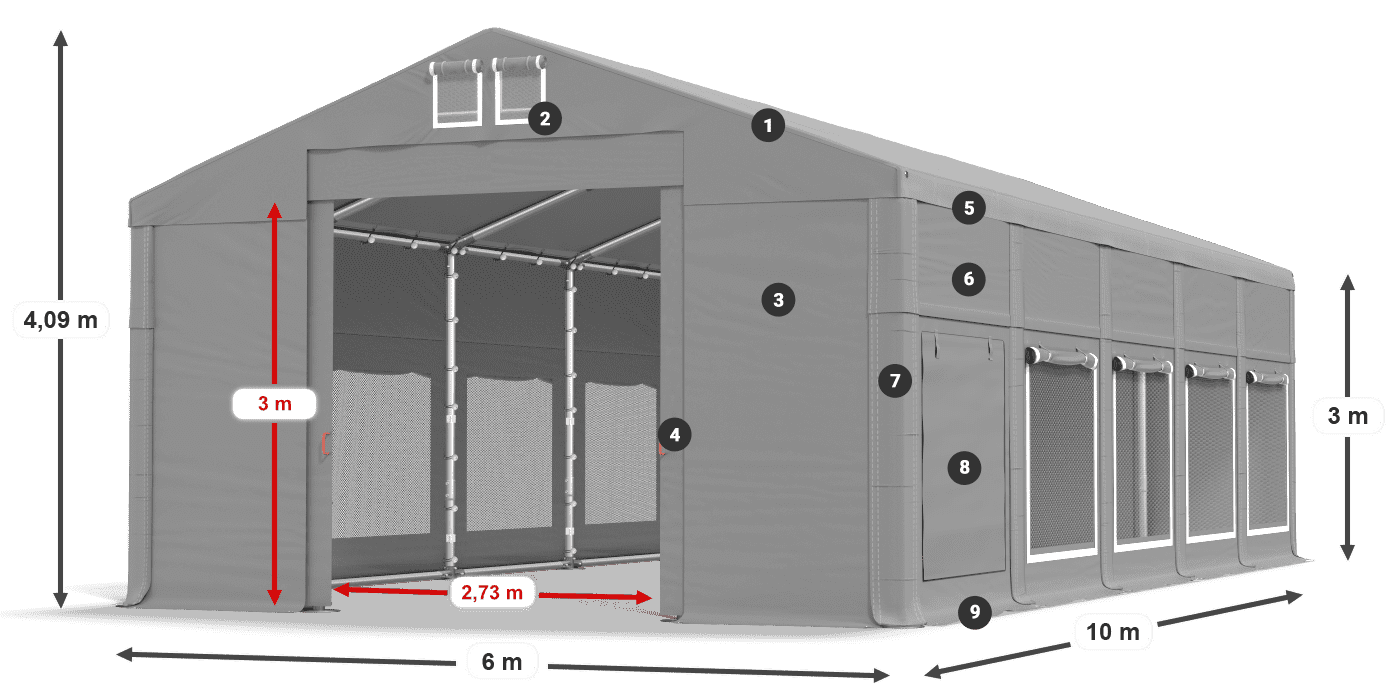 Streha: FR 620 PVC Stene: SD 500 PVC 3 m legenda