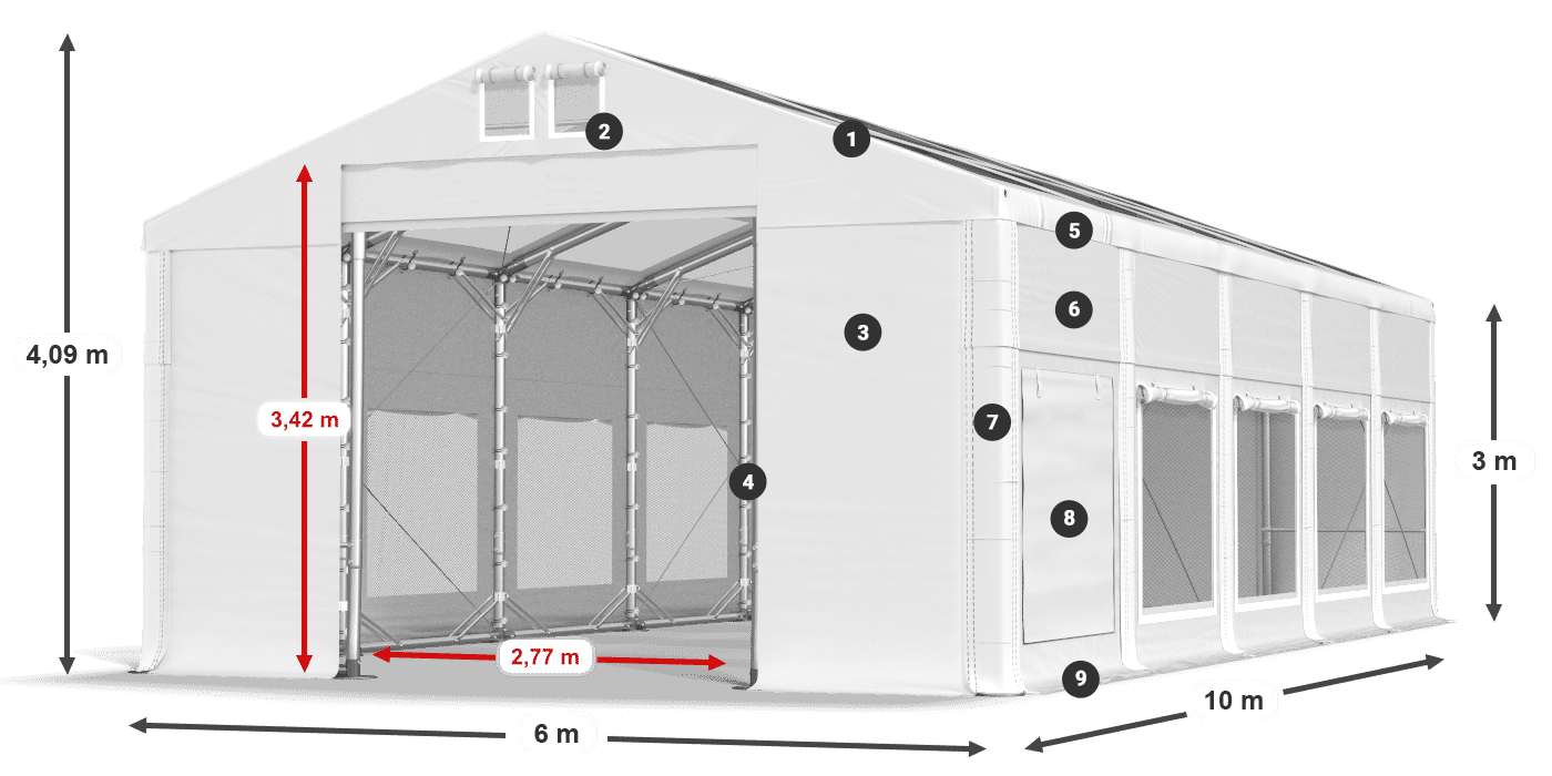 Streha: MS T 580 PVC Stene: SD M 500 PVC 3 m legenda