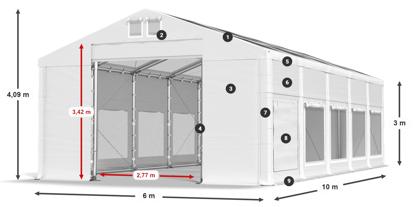 Streha: MS T 580 PVC Stene: SD M 500 PVC 3 m legenda