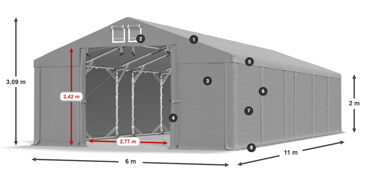 Streha: FR 620 PVC Stene: SD 500 PVC 2 m legenda