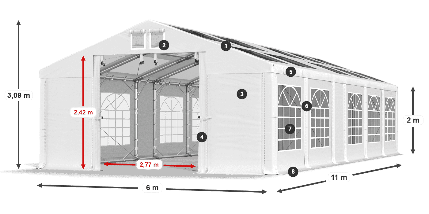 Streha: MS T 580 PVC Stene: FR 620 PVC 2 m legenda