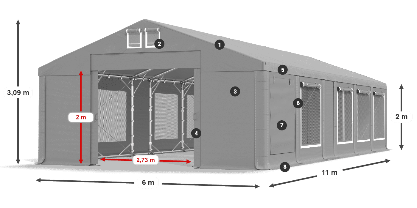 Streha: MS 580 PVC Stene: SD M 500 PVC 2 m legenda