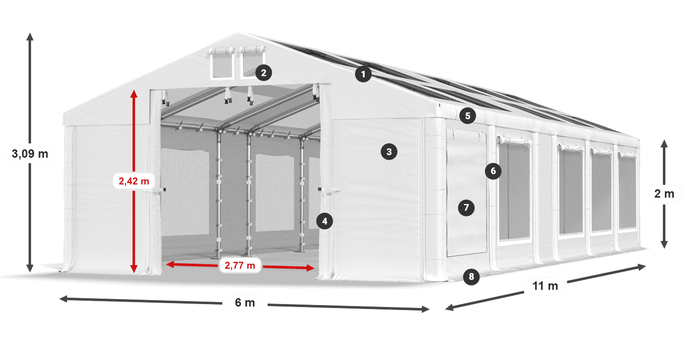 Streha: MS T 580 PVC Stene: SDM 500 PVC 2 m legenda