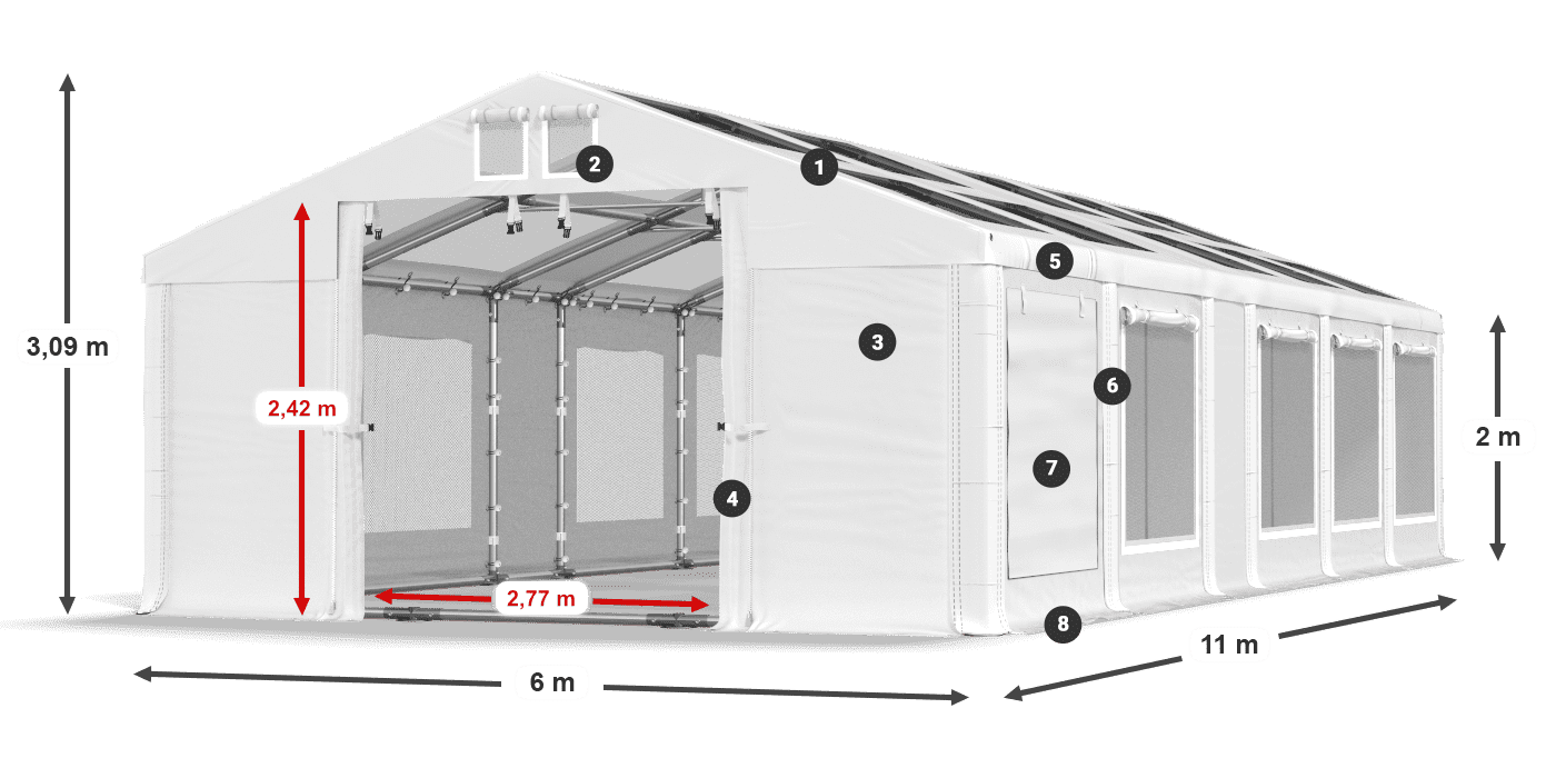 Streha: MS T 580 PVC Stene: SDM 500 PVC 2 m legenda