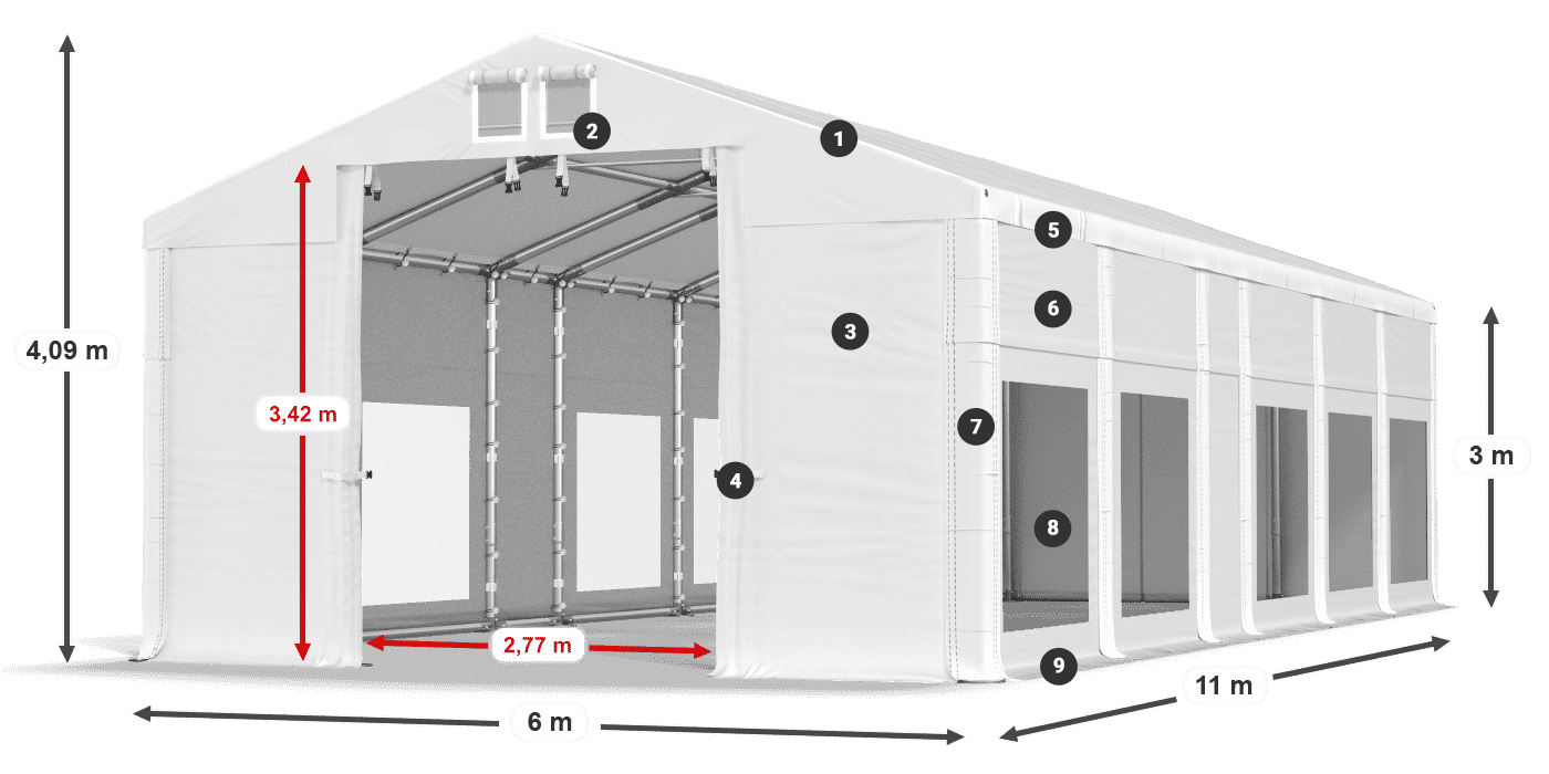 Streha: FR 620 PVC Stene: MS 580 PVC 3 m legenda