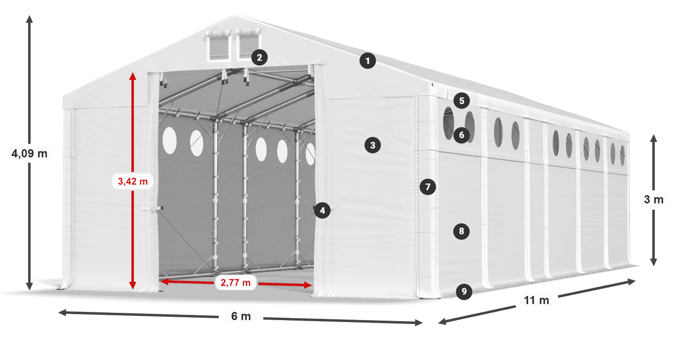 Streha: FR 620 PVC Stene: SD O 500 PVC 3 m legenda