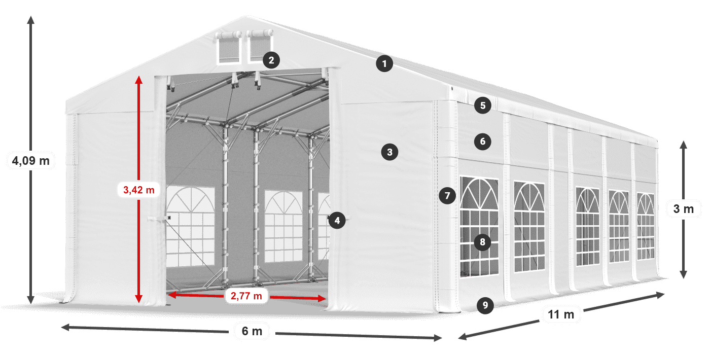 Streha: MS 580 PVC Stene: FR 620 PVC 3 m legenda