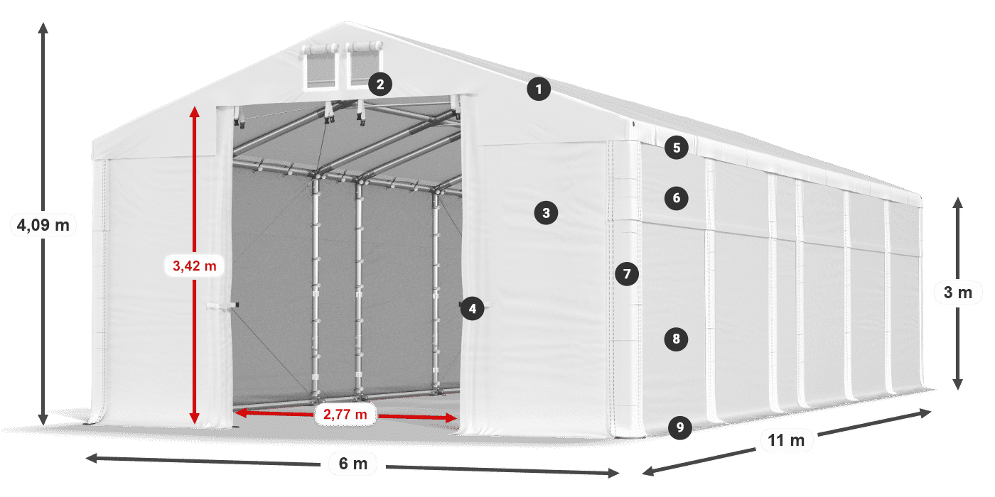 Streha: MS 580 PVC Stene: FR 620 PVC 3 m legenda