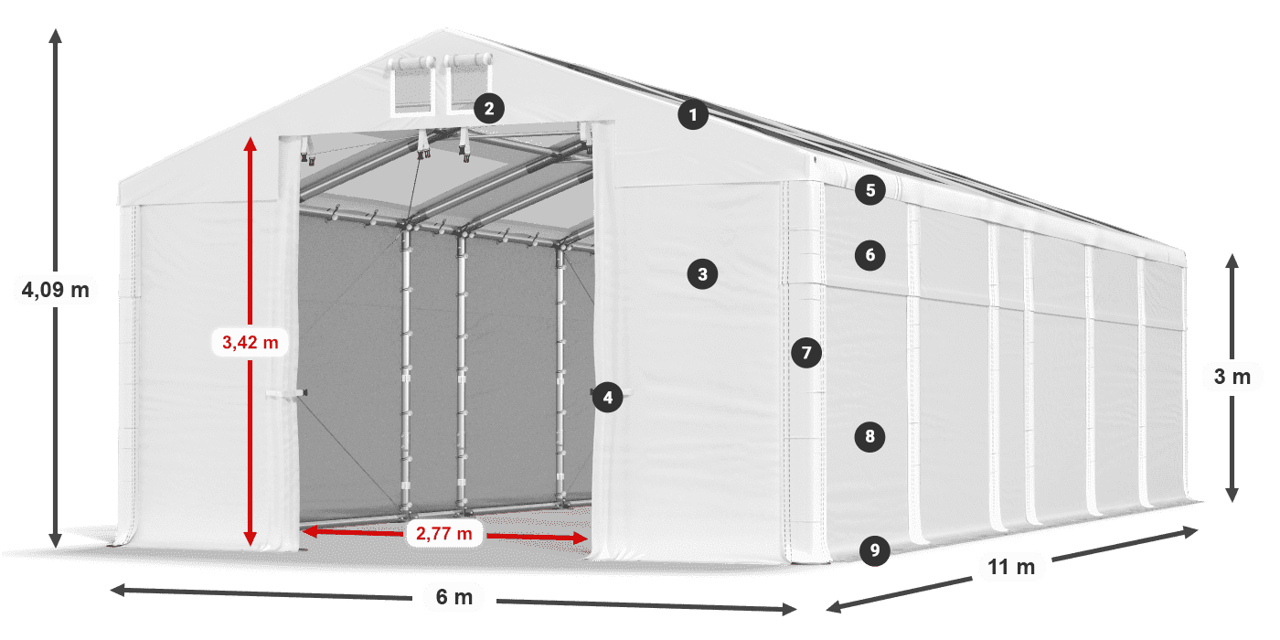 Streha: MS T 580 PVC Stene: FR 620 PVC 3 m legenda