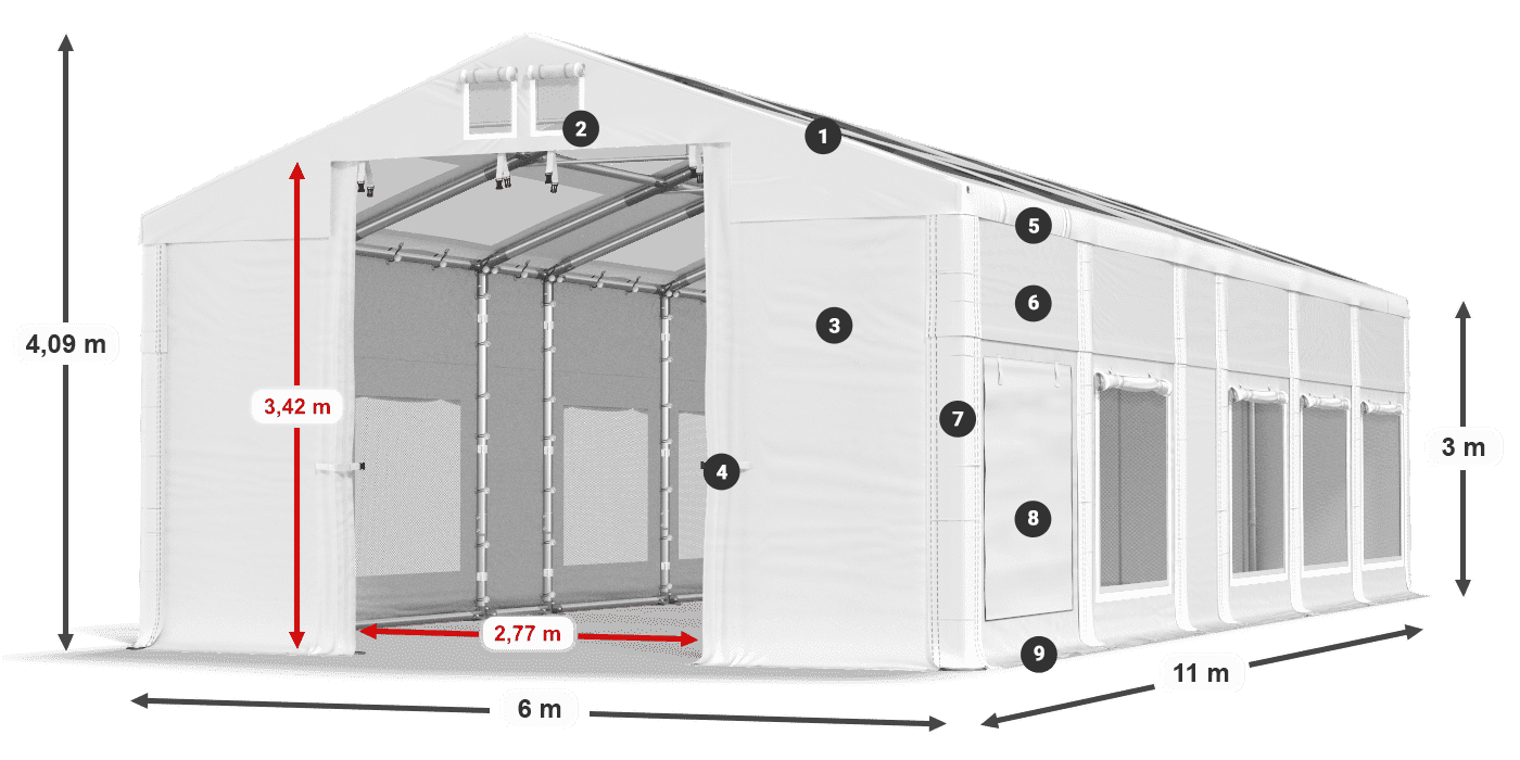 Streha: MS T 580 PVC Stene: SD M 500 PVC 3 m legenda