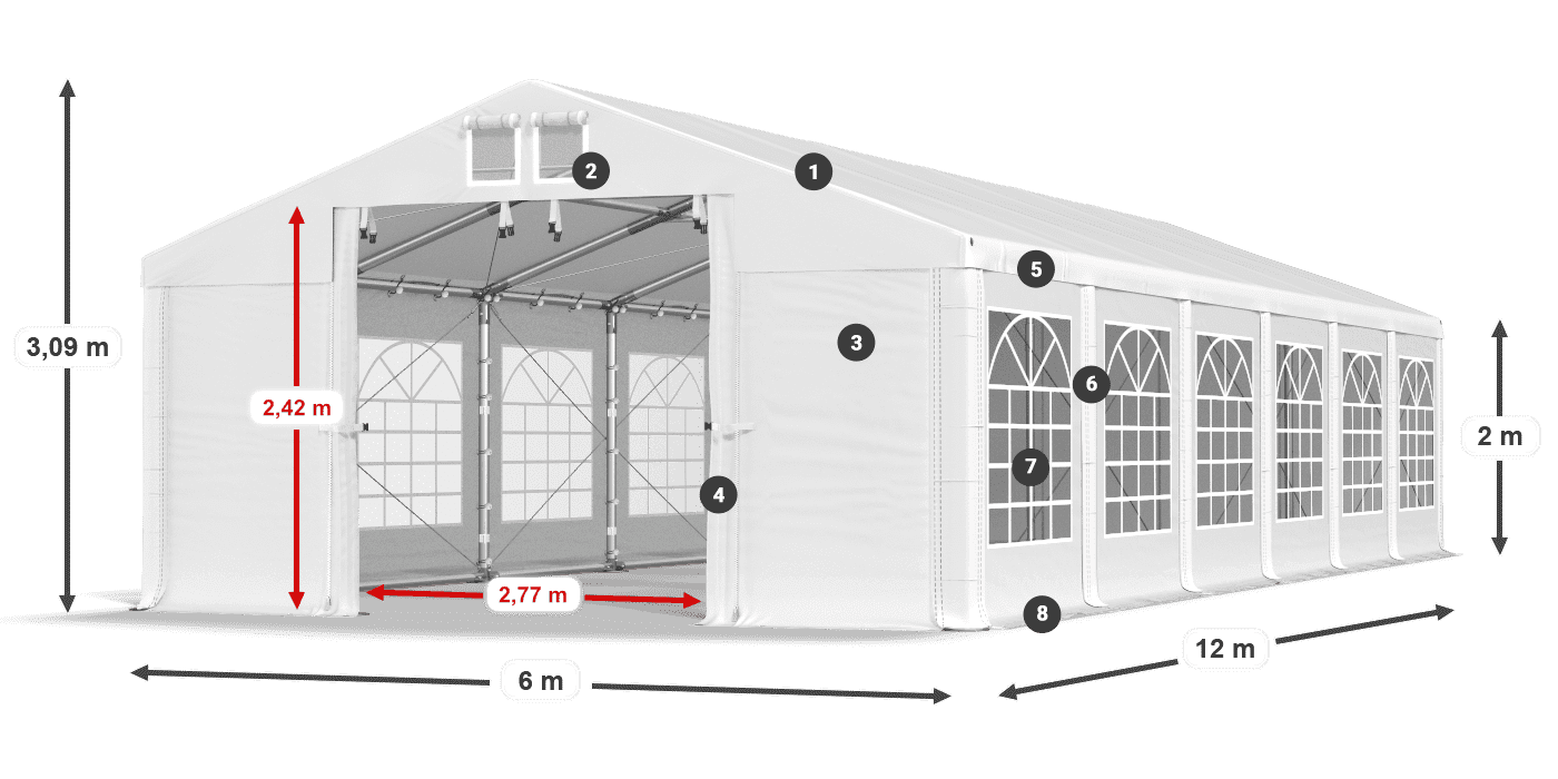Streha: FR 620 PVC Stene: SD 500 PVC 2 m legenda