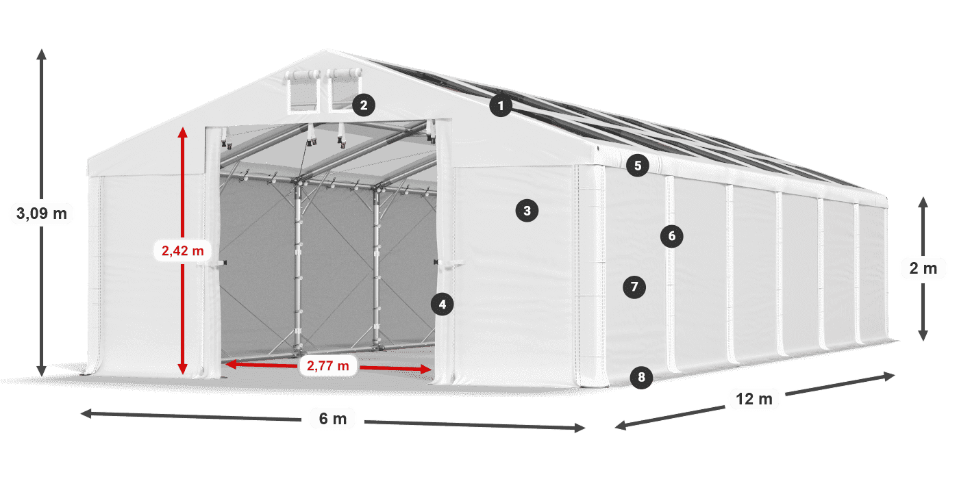 Streha: MS T 580 PVC Stene: FR 620 PVC 2 m legenda