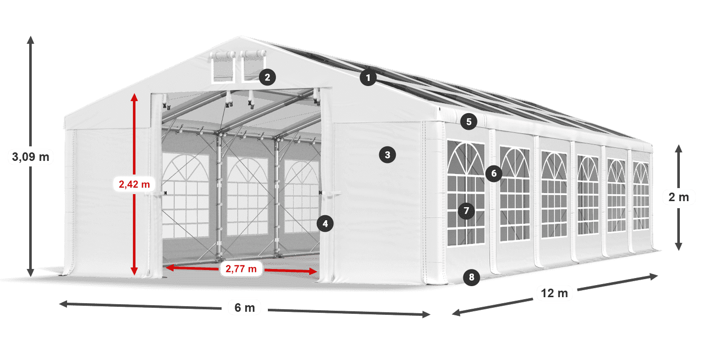 Streha: MS T 580 PVC Stene: FR 620 PVC 2 m legenda