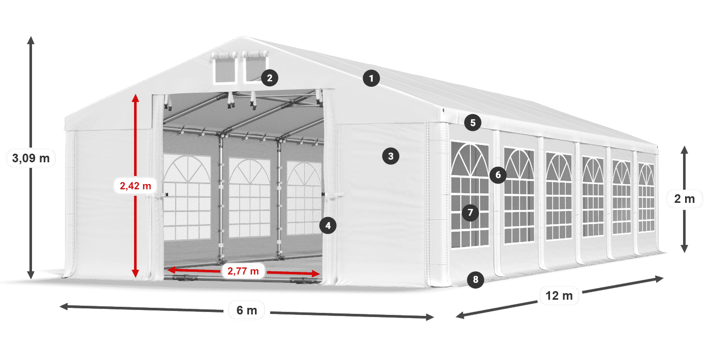 Streha: MS 580 PVC Stene: FR 620 PVC 2 m legenda