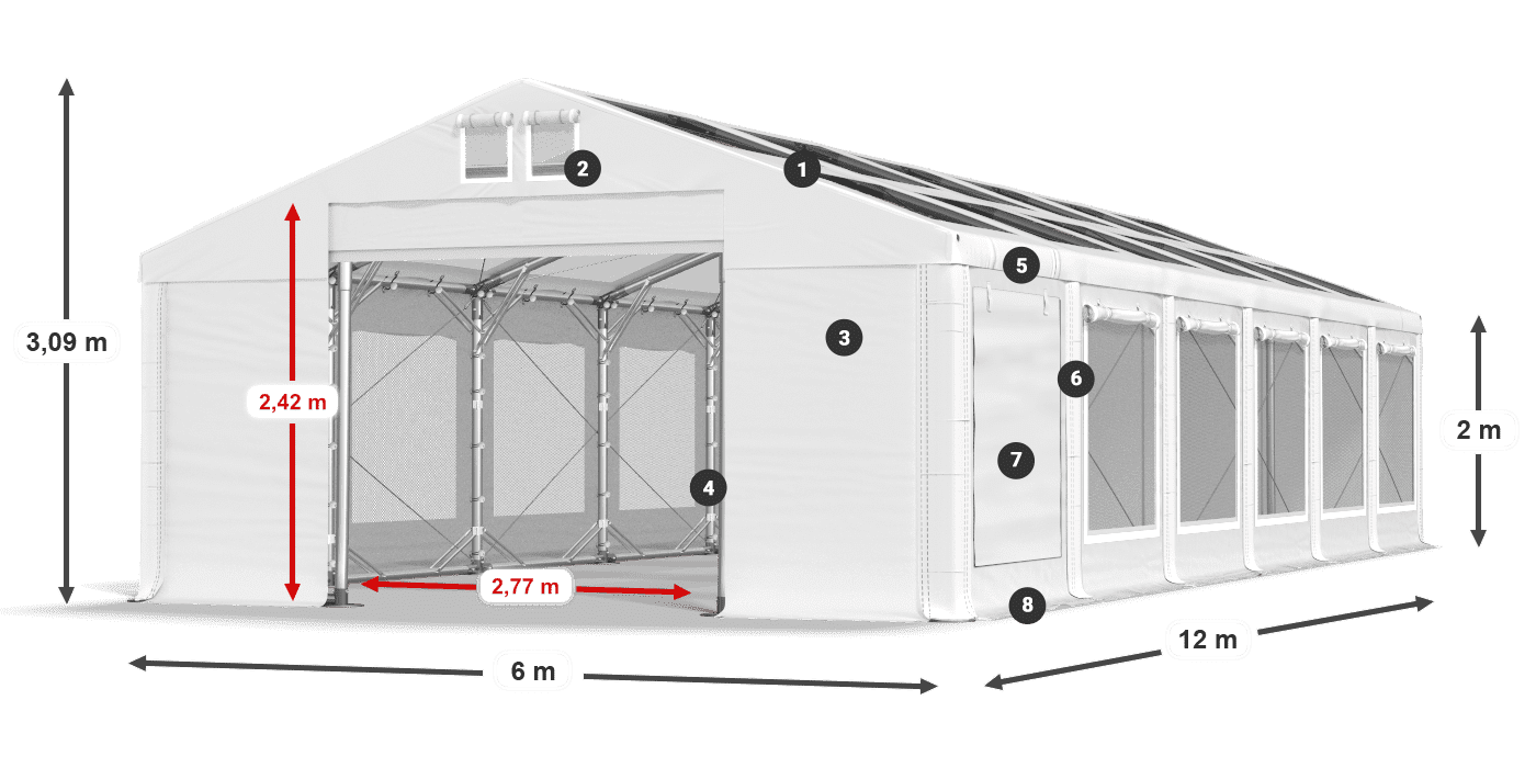 Streha: MS T 580 PVC Stene: SDM 500 PVC 2 m legenda