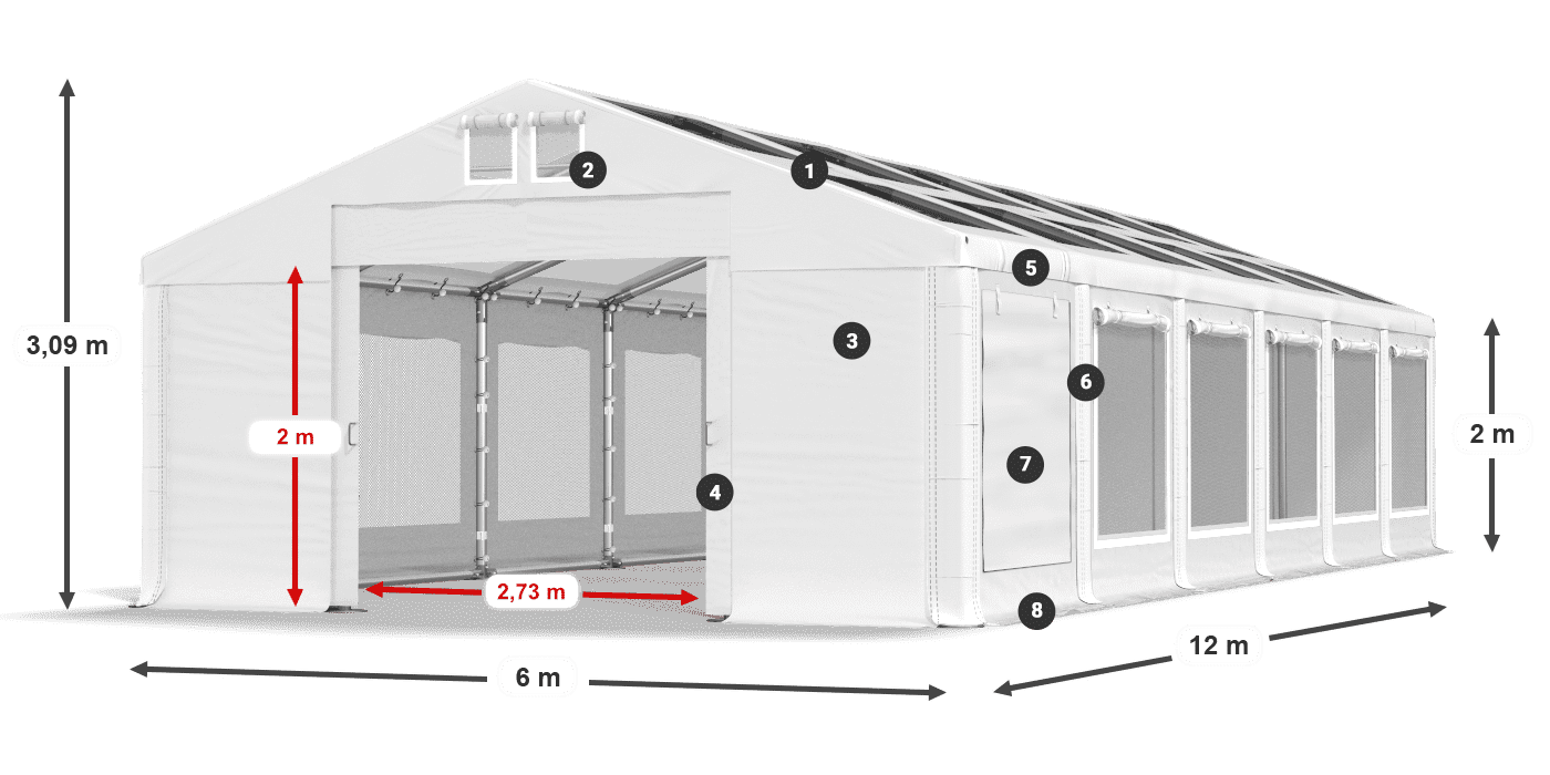 Streha: MS T 580 PVC Stene: SDM 500 PVC 2 m legenda