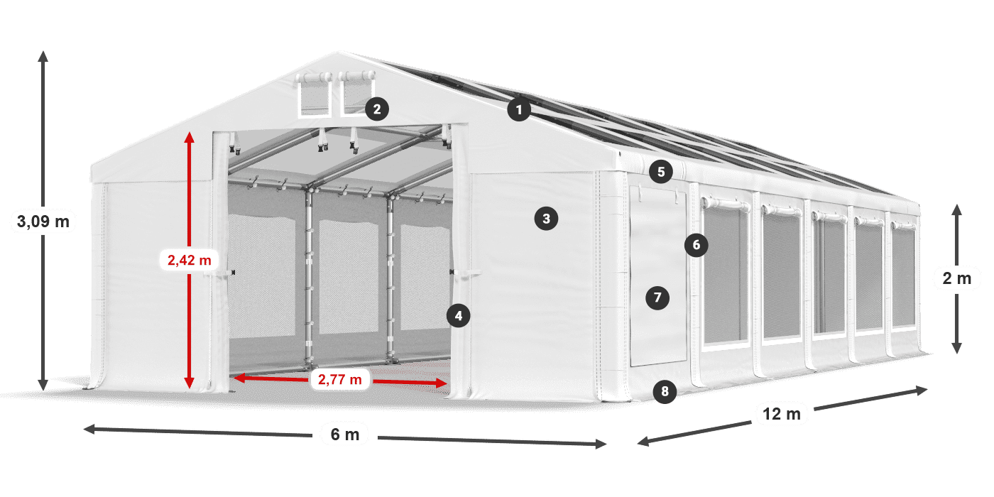 Streha: MS T 580 PVC Stene: SDM 500 PVC 2 m legenda