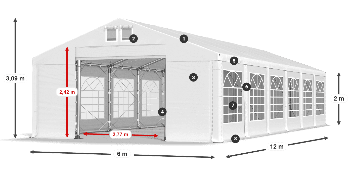Streha: SD 560 PVC Stene: FR 620 PVC Legenda 2 m